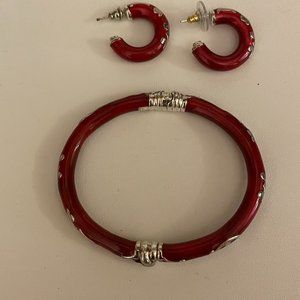 Italian 925 Milor Red Bracelet and Earring Set